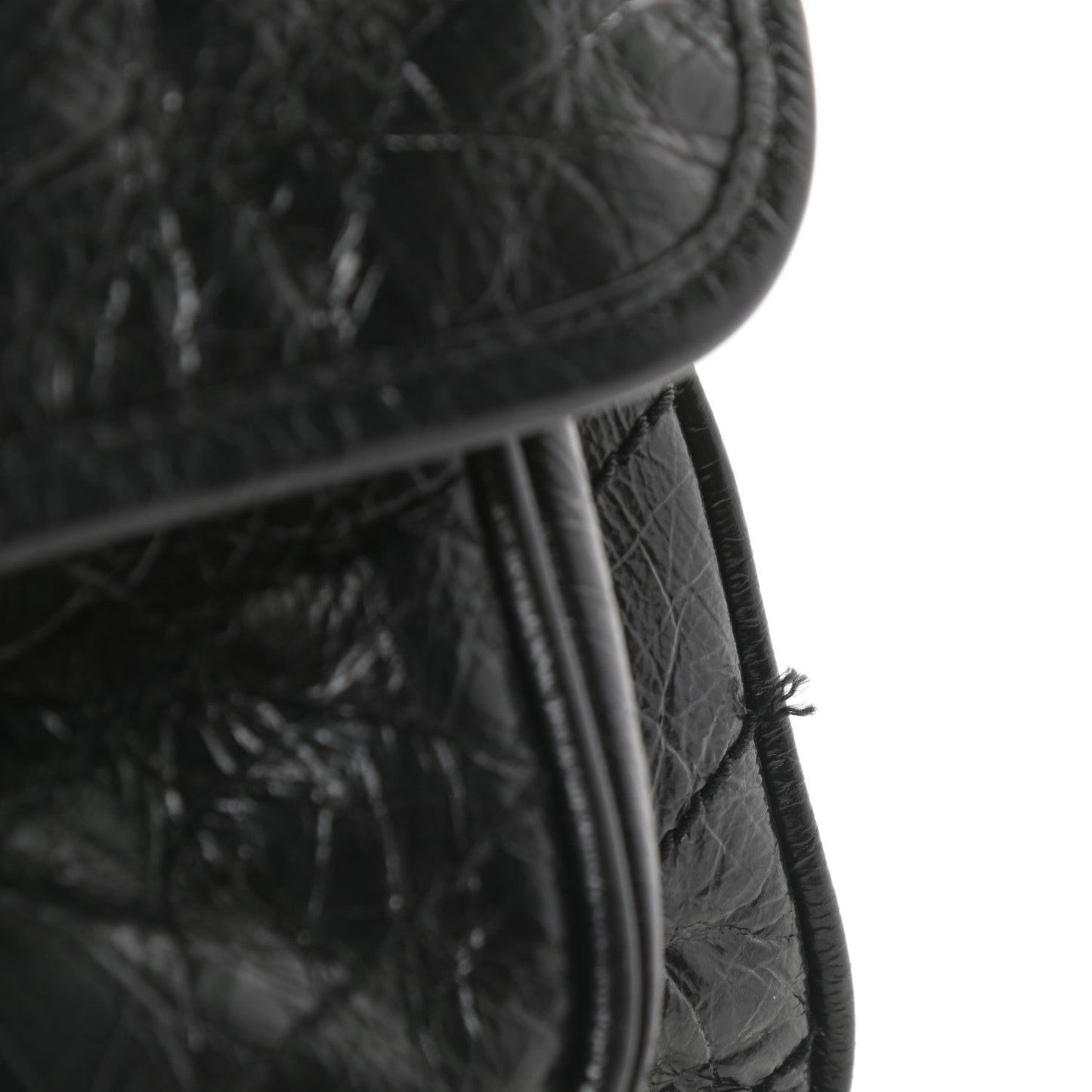 Crinkled Calfskin Matelasse Monogram Large Niki Chain Satchel Black