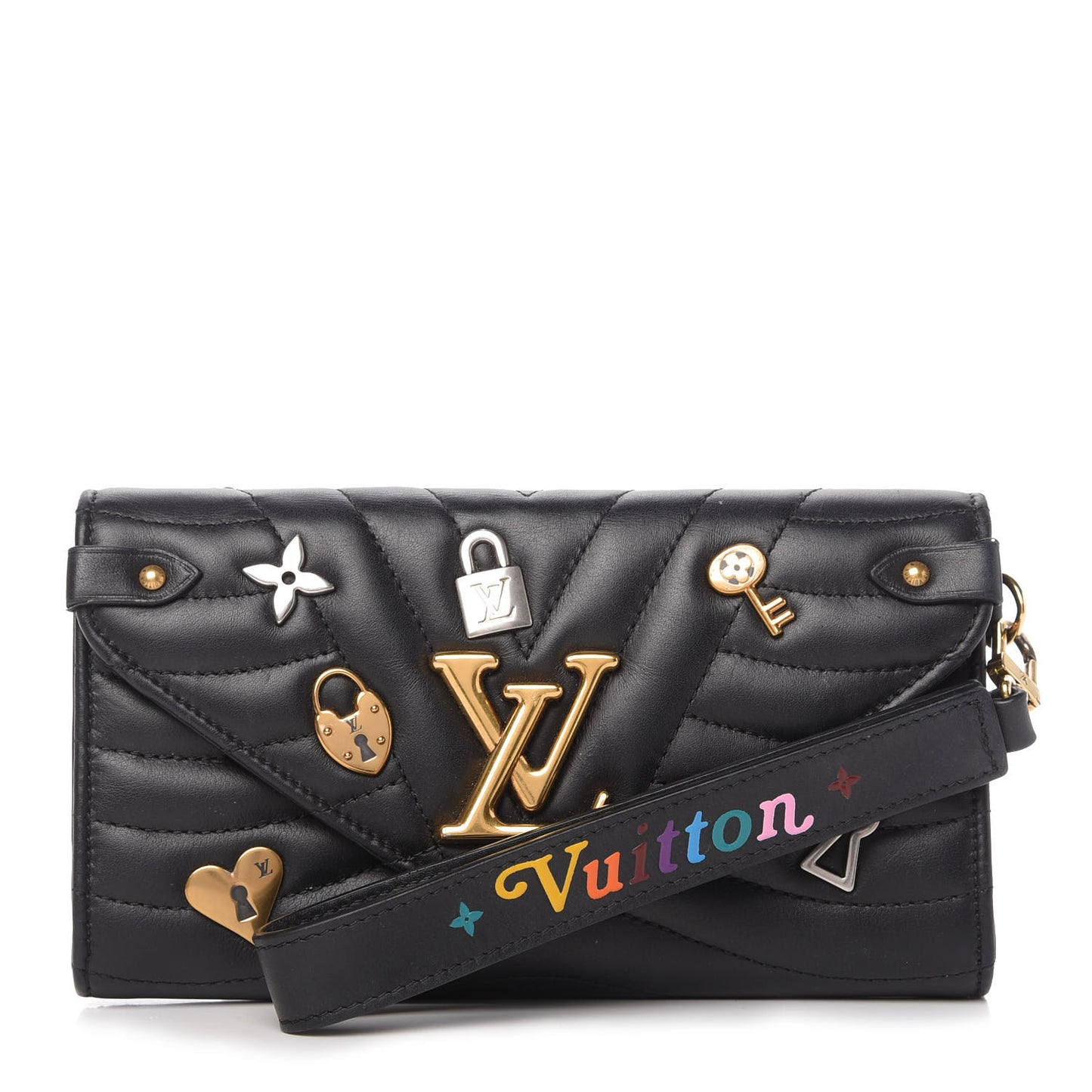 Calfskin Love Lock New Wave Long Wallet Black