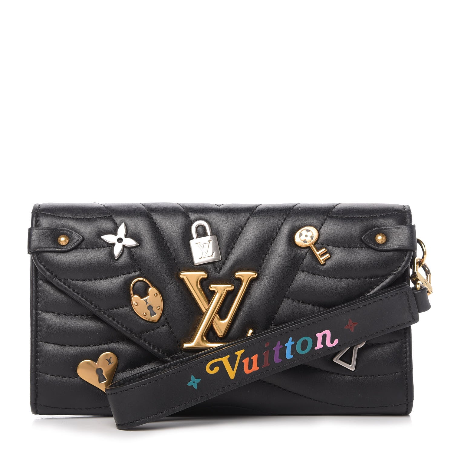 Louis Vuitton Calfskin Love Lock New Wave Long Wallet Black 1 of 9