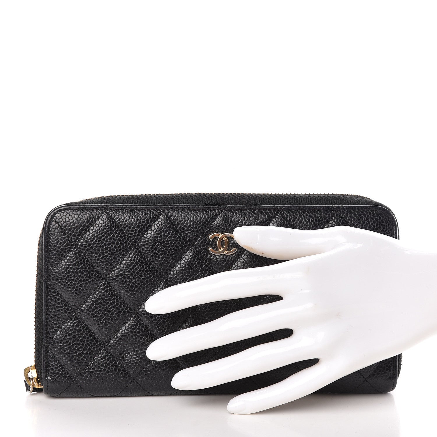 Chanel Caviar Quilted Large Gusset Zip Around Wallet Black 2 of 12