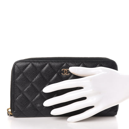 Chanel Caviar Quilted Large Gusset Zip Around Wallet Black 2 of 12