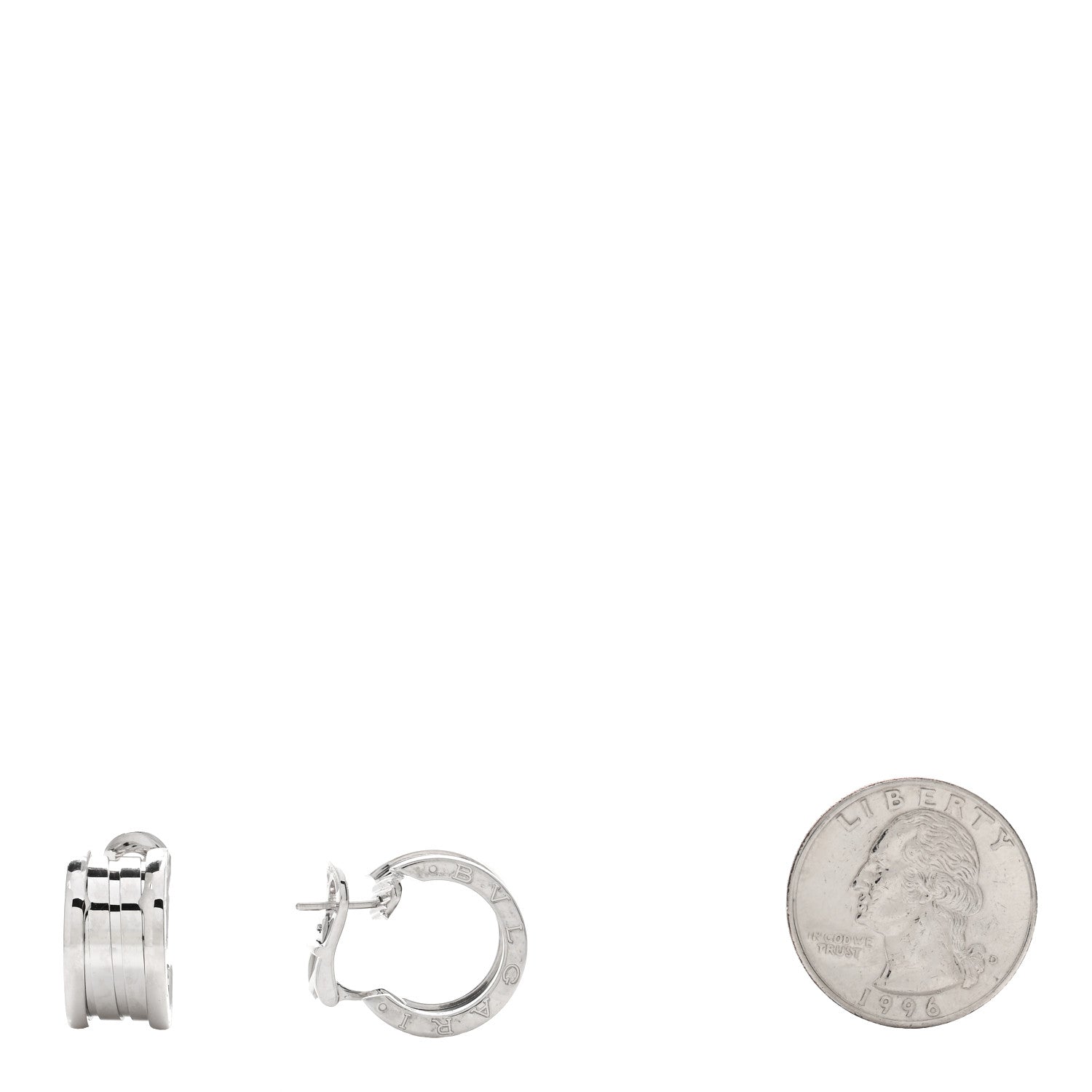 Bulgari 18K White Gold B.Zero1 Hoop Earrings 2 of 5
