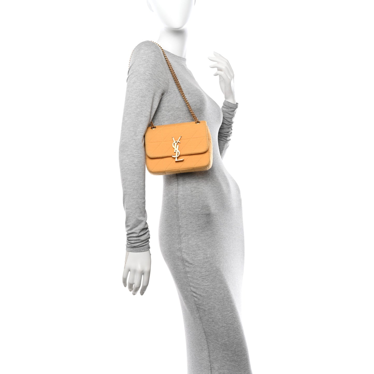 Jersey Wool Patchwork Monogram Mini Jamie Baguette Saffron