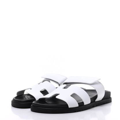 Hermes Calfskin Womens Chypre Sandals 39 White 3 of 9