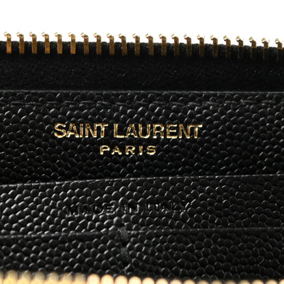 Saint Laurent Grain De Poudre Matelasse Chevron Monogram Zip Around Wallet Black 5 of 6