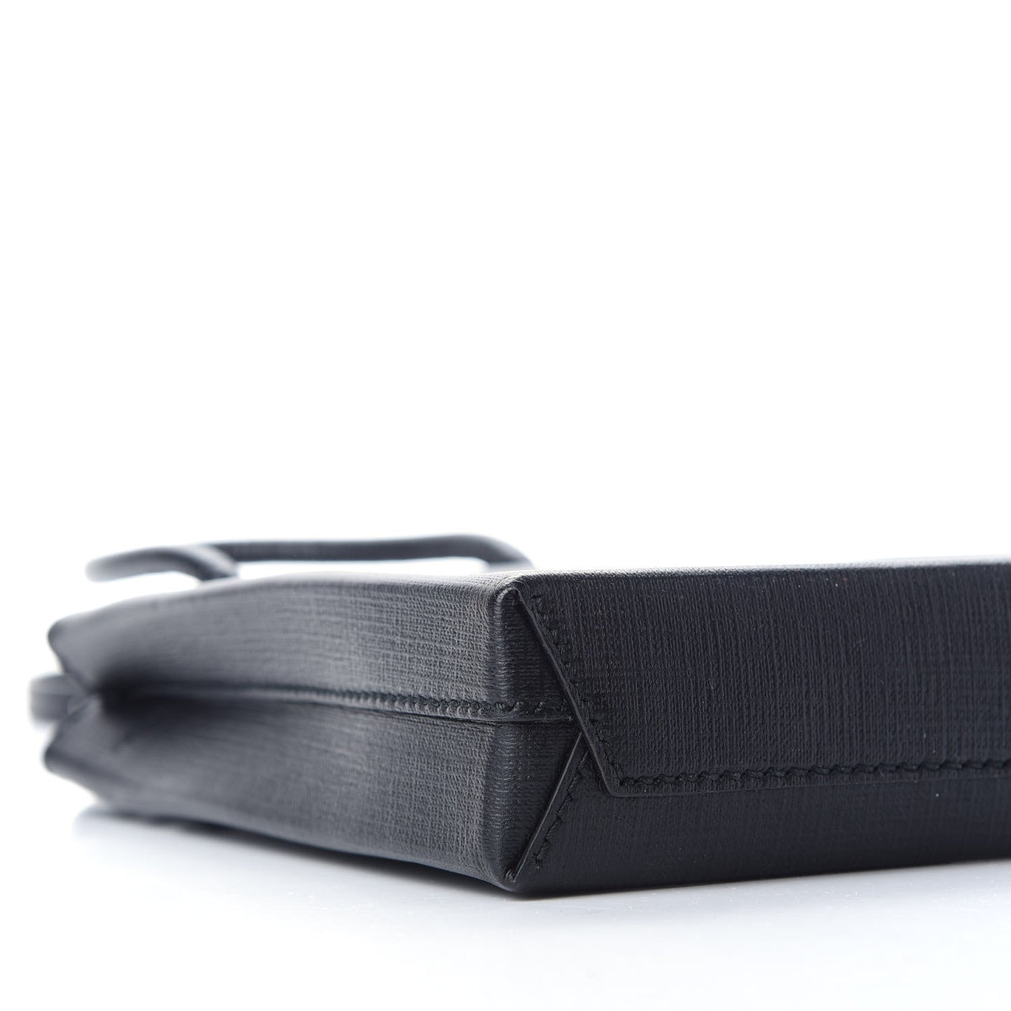 Squared Calfskin Logo Shopping Phone Holder Bag Black