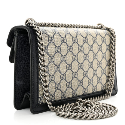 Gucci GG Supreme Monogram Textured Dollar Calfskin Small Rectangular Dionysus Shoulder Bag Beige Blue 3 of 13