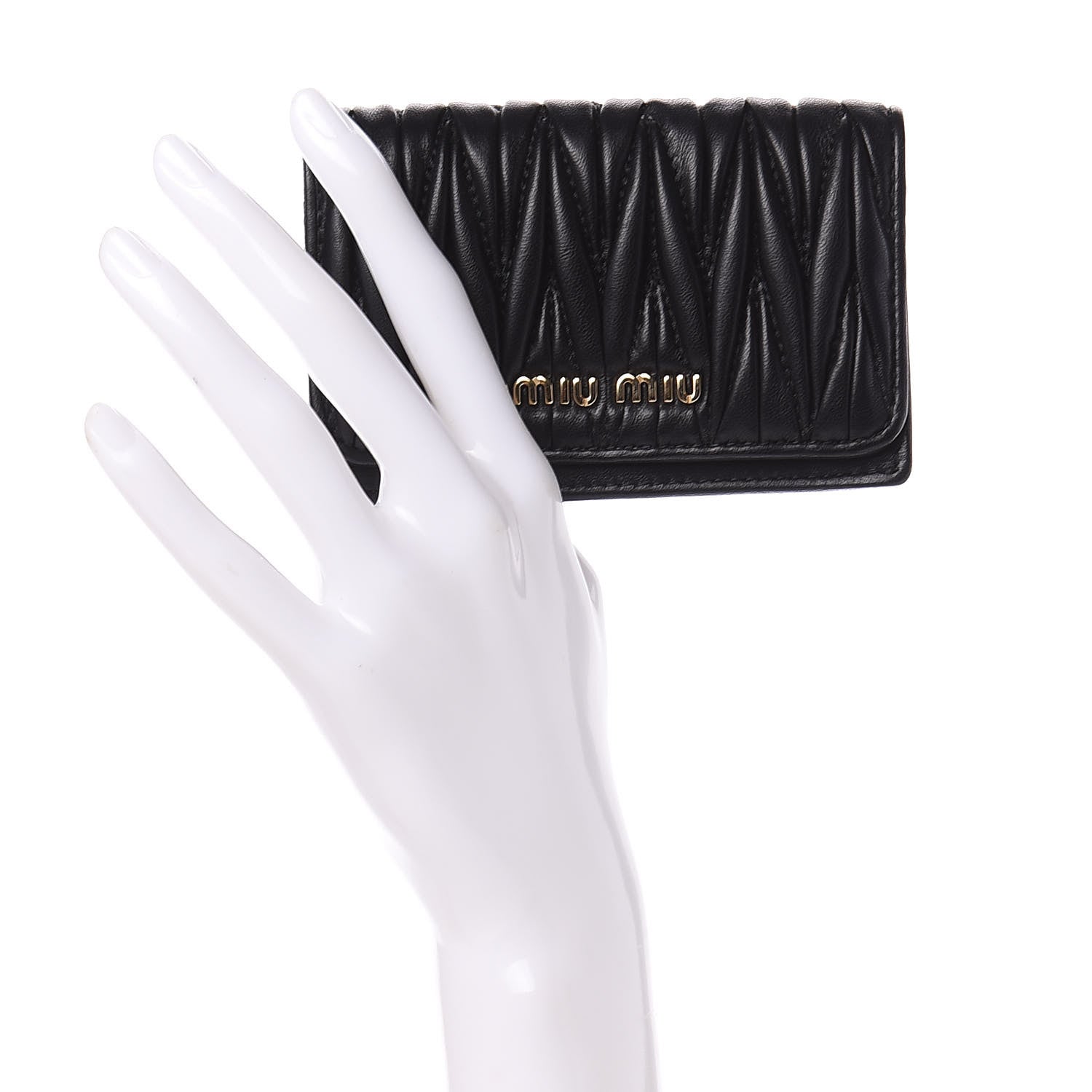 Miu Miu Nappa Matelasse Flap Wallet Black 2 of 7