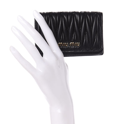 Miu Miu Nappa Matelasse Flap Wallet Black 2 of 7