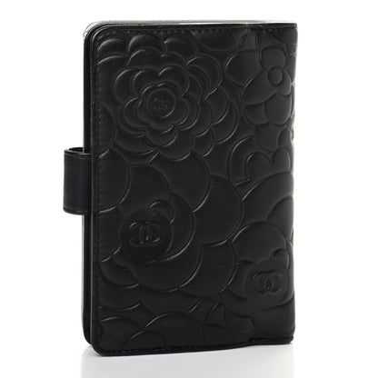 Chanel Lambskin Camellia Embossed Zipped Pocket Wallet Black 2 of 4
