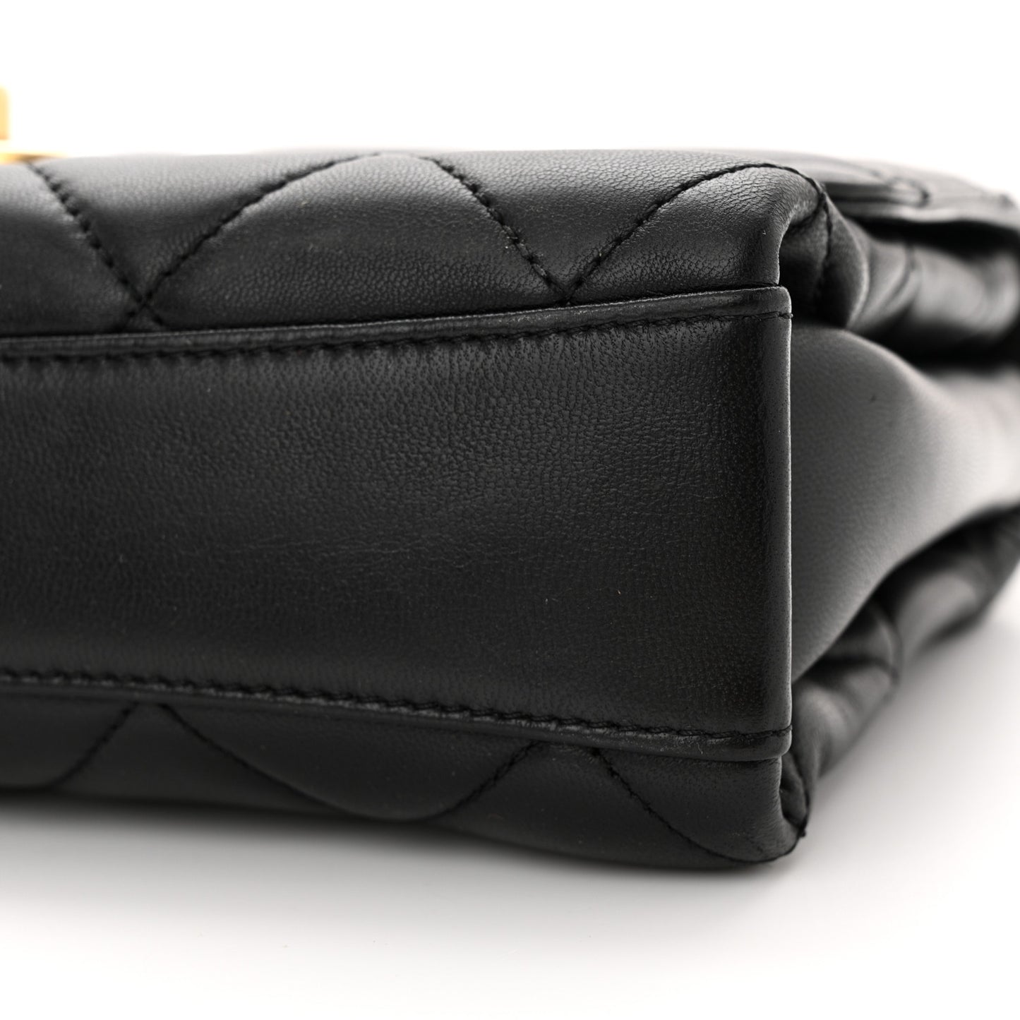 Lambskin Quilted CC Crystal Logo Chain Flap Black