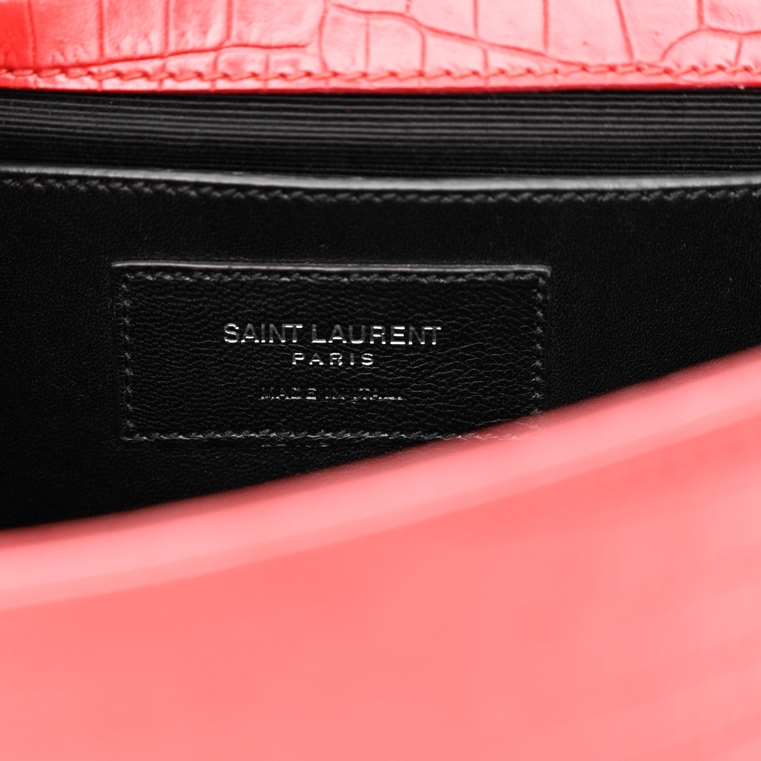 Saint Laurent Calfskin Crocodile Embossed Medium Classic Monogram Kate Tassel Satchel New Red 6 of 11