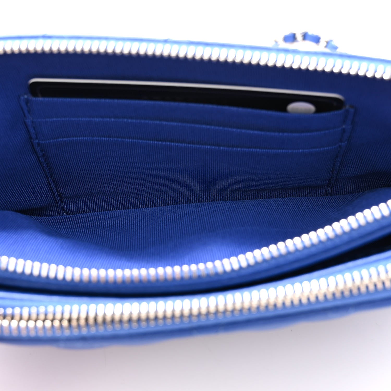Chanel Lambskin Quilted Small Clutch With Chain Blue 6 of 13