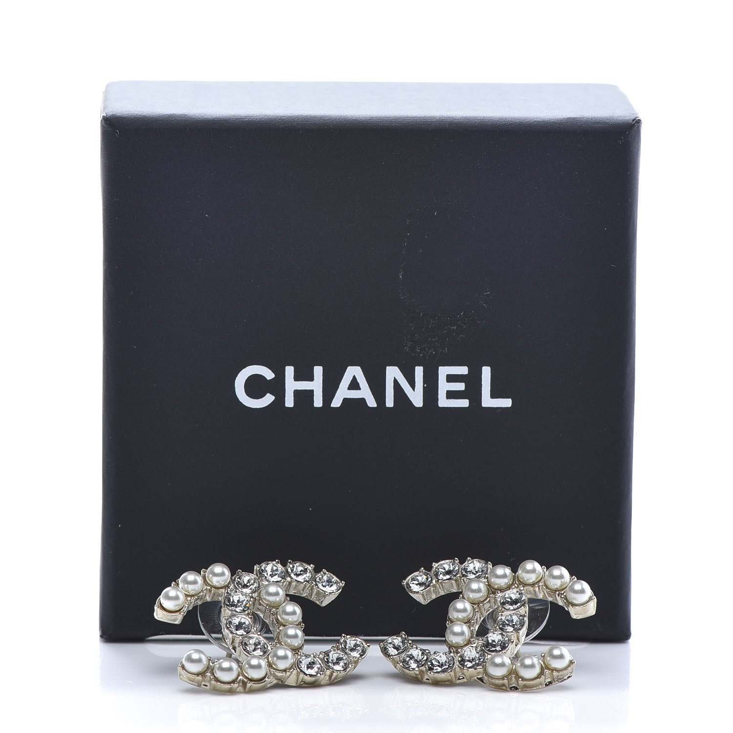 Chanel Crystal Pearl CC Dazzling Domino Earrings Gold 5 of 5