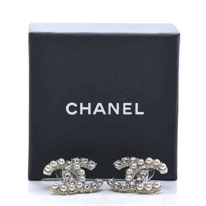 Chanel Crystal Pearl CC Dazzling Domino Earrings Gold 5 of 5