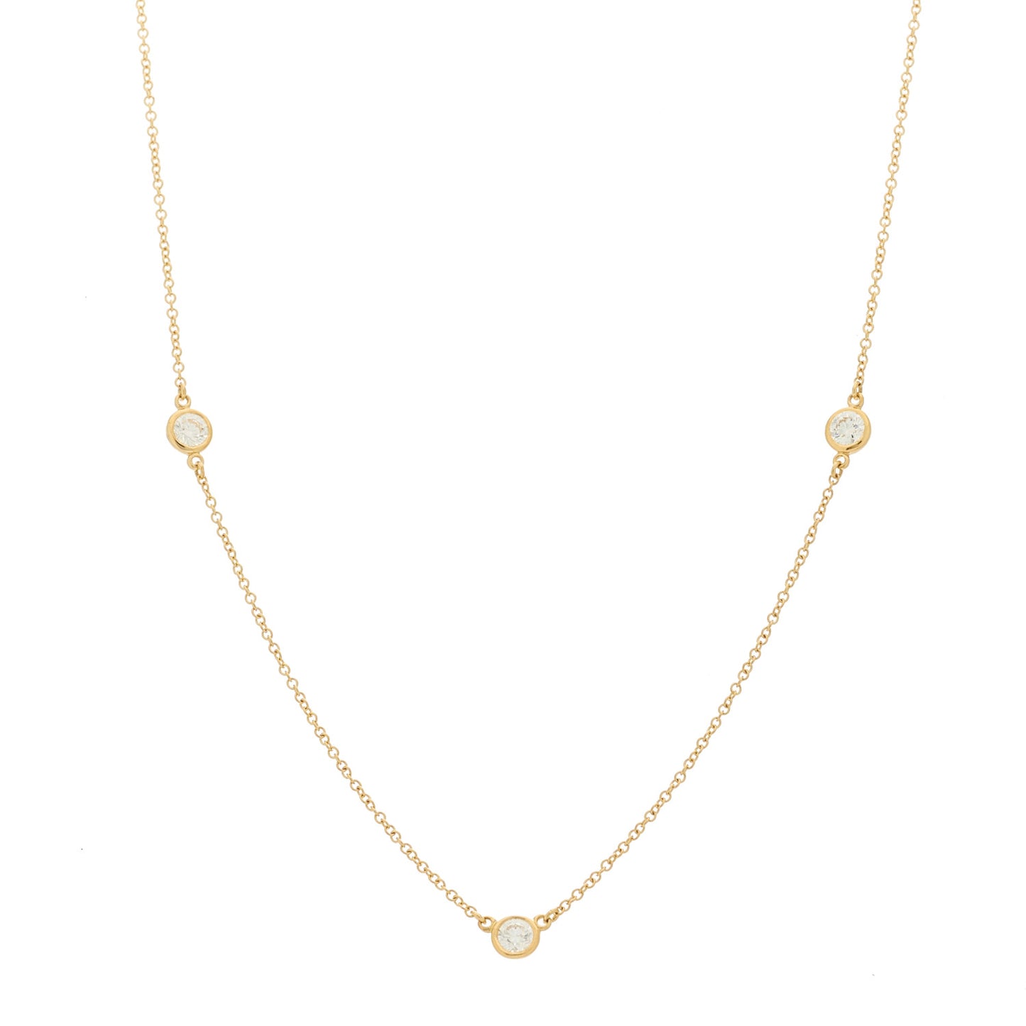 18K Yellow Gold Elsa Peretti Diamonds by the Yard 3 Station Necklace