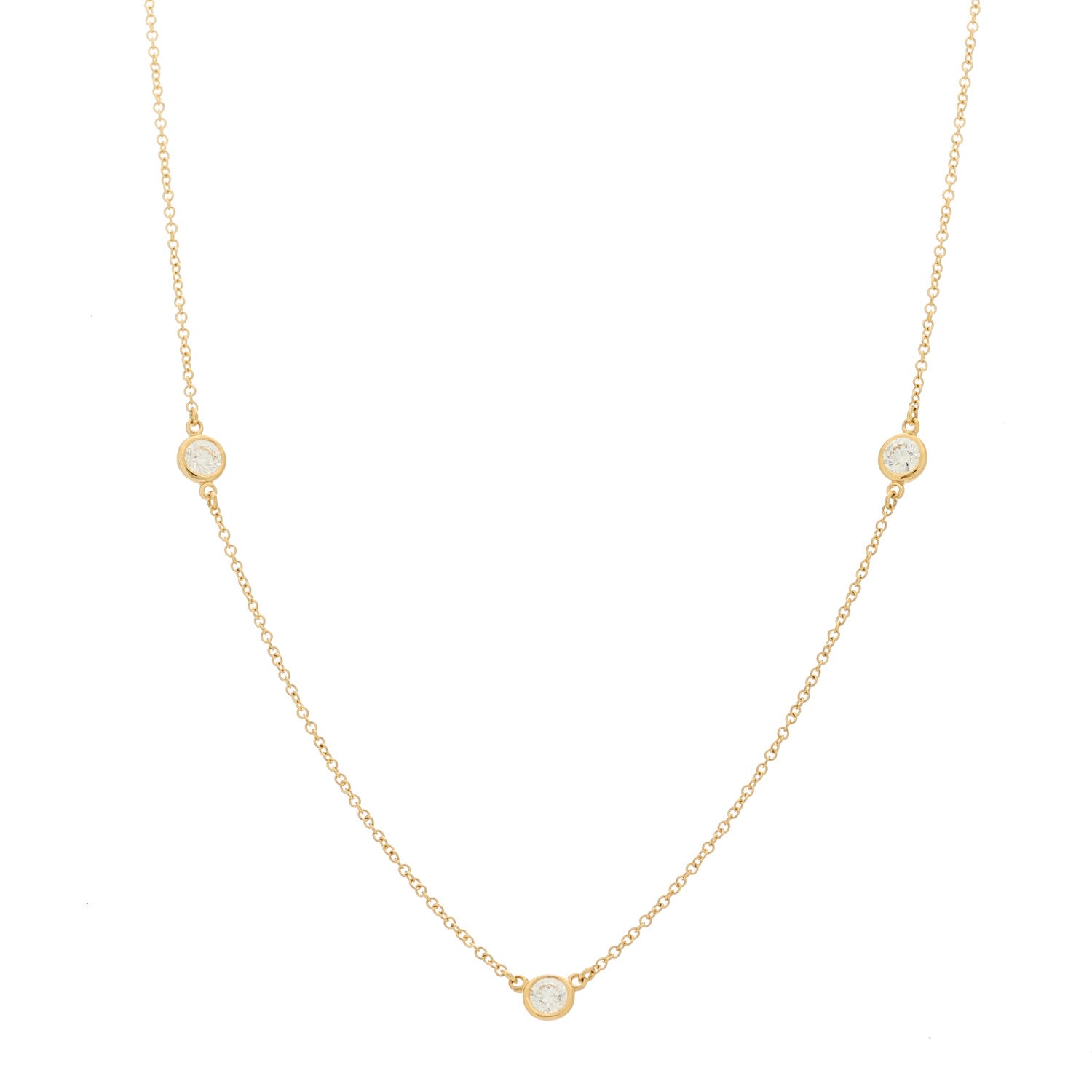 Tiffany 18K Yellow Gold Elsa Peretti Diamonds by the Yard 3 Station Necklace 1 of 5