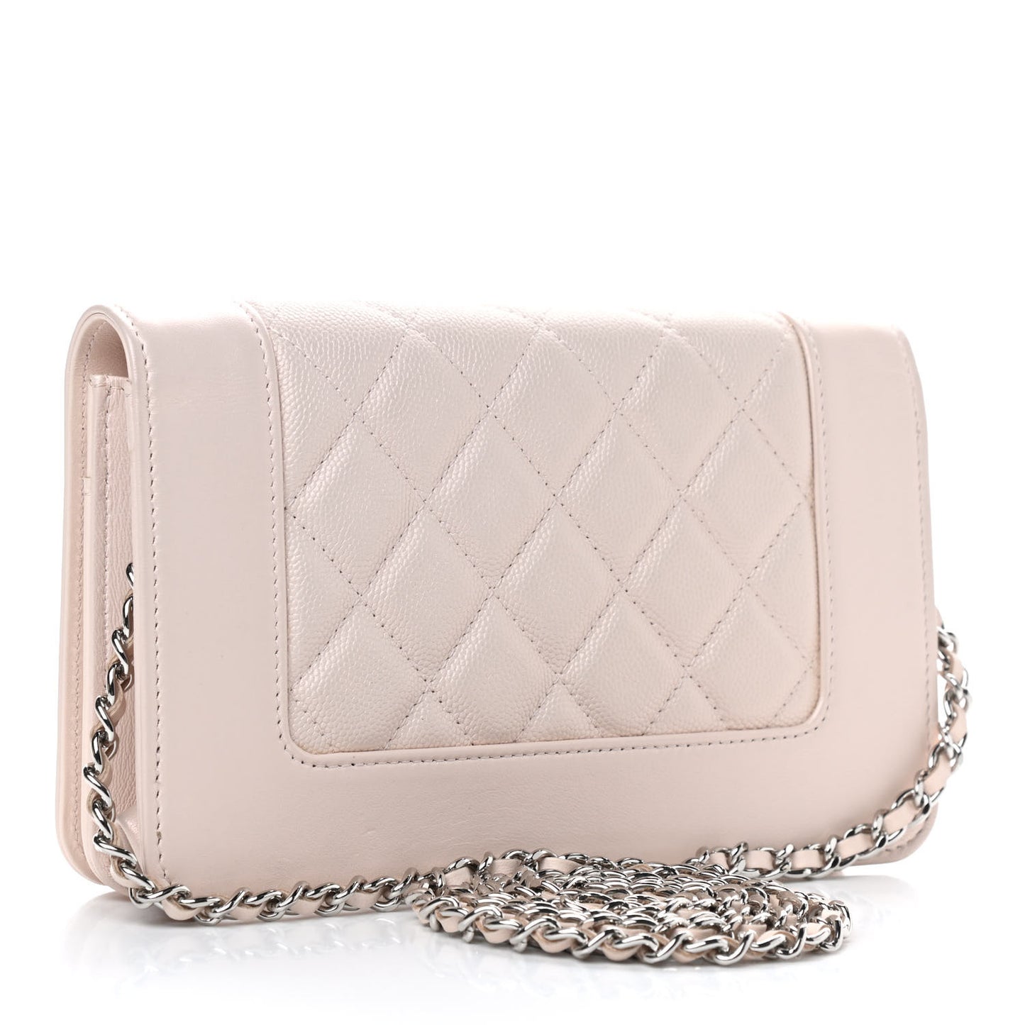 Caviar Quilted Vintage Mademoiselle Wallet On Chain WOC Beige