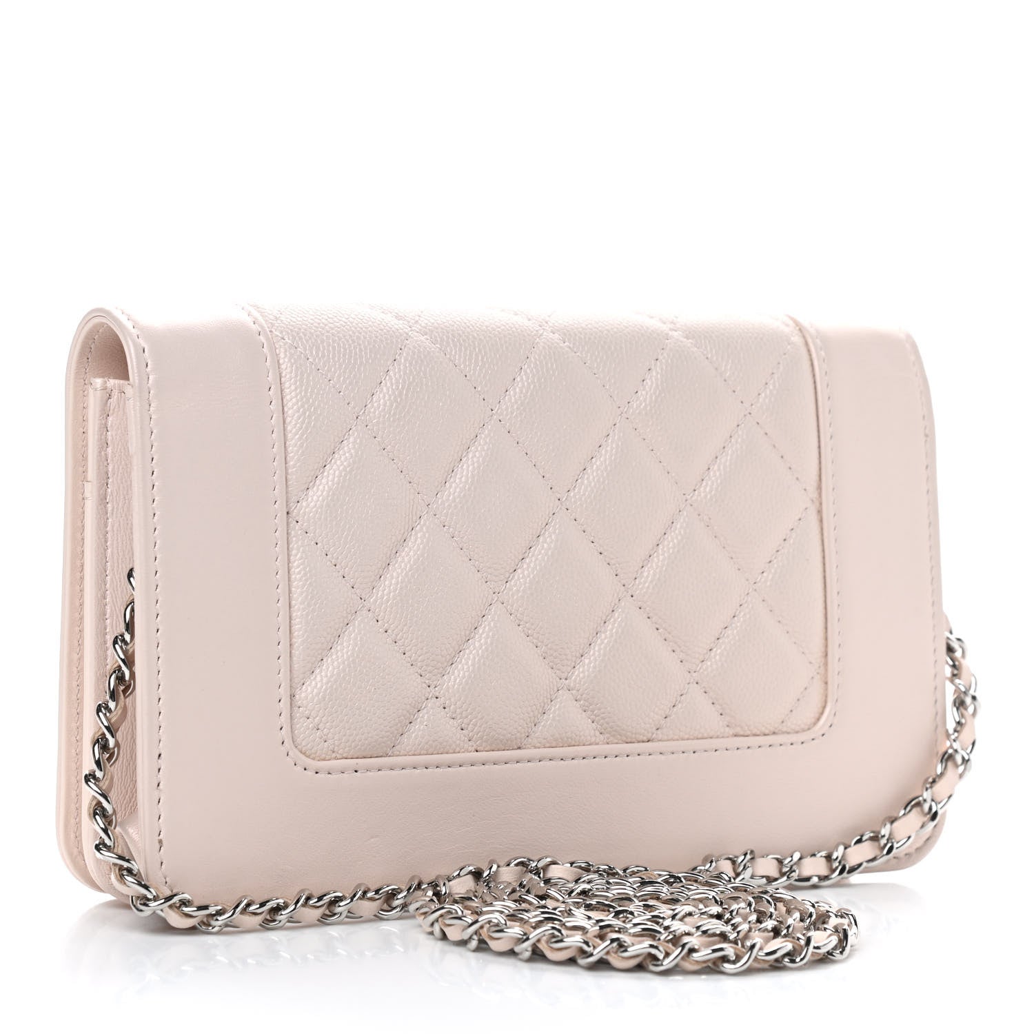 Chanel Caviar Quilted Vintage Mademoiselle Wallet On Chain WOC Beige 3 of 12