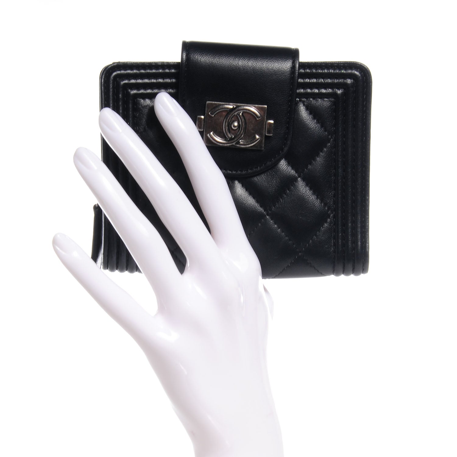 Chanel Lambskin Compact Boy Wallet Black 2 of 7