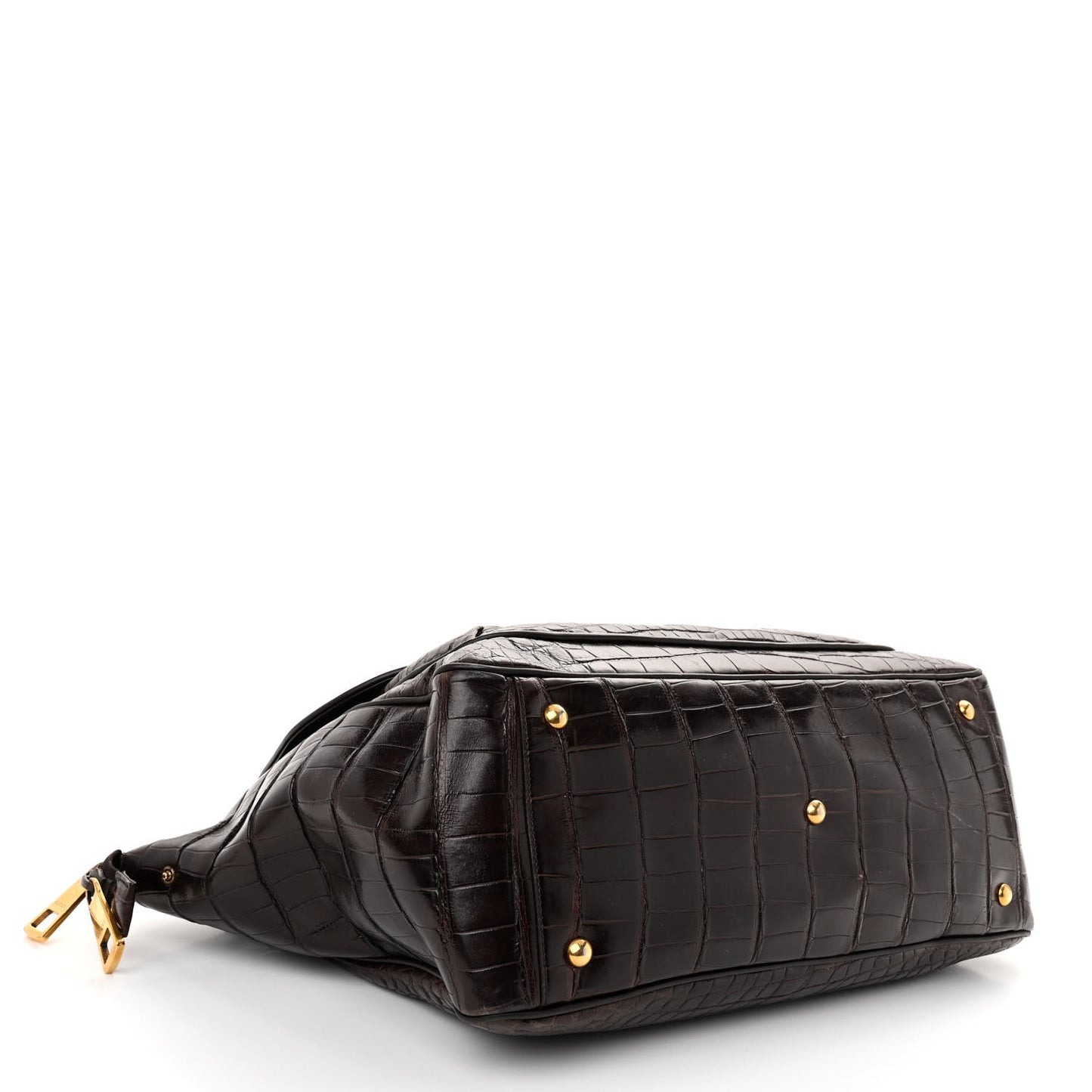 Crocodile Medium 1973 Top Handle Satchel Brown
