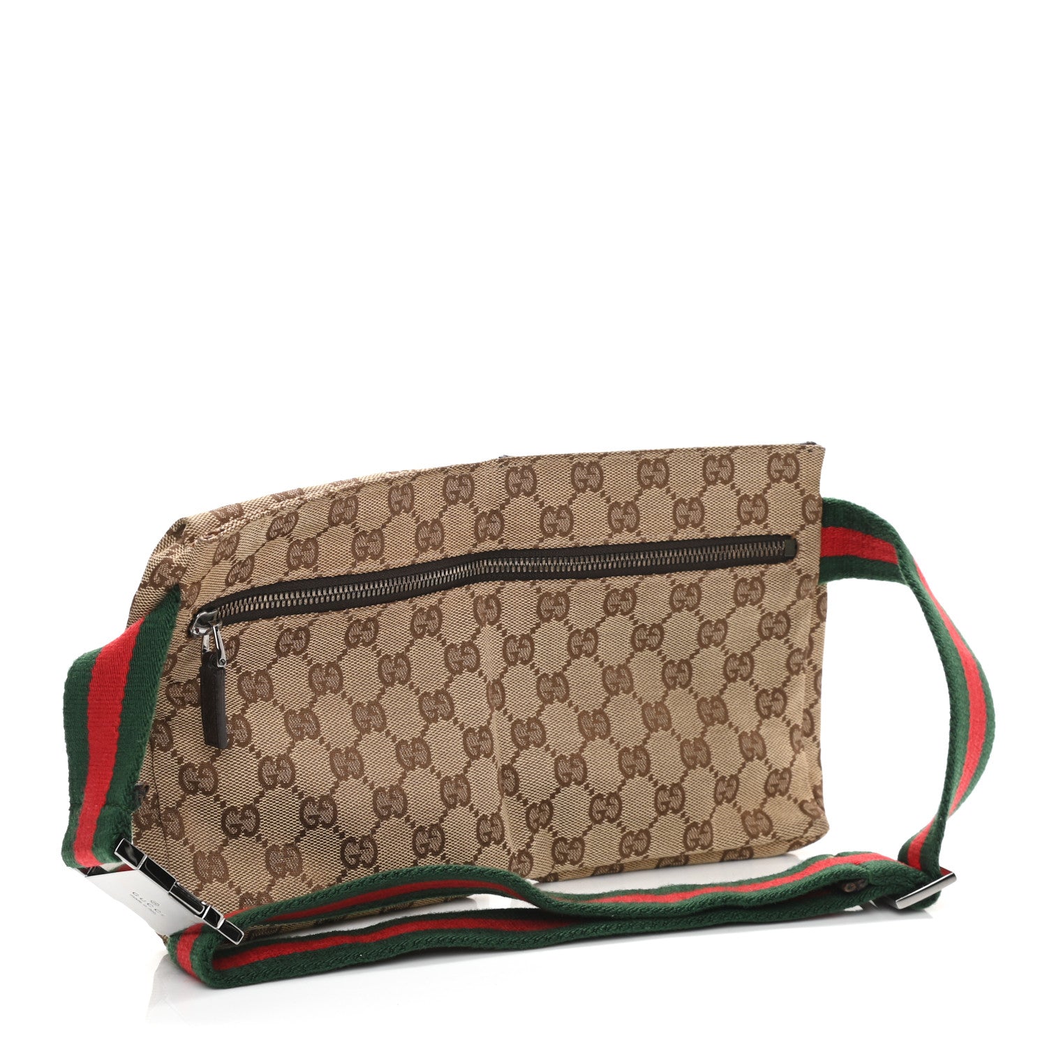 Gucci GG Monogram Web Double Pocket Belt Bag Dark Brown 3 of 10