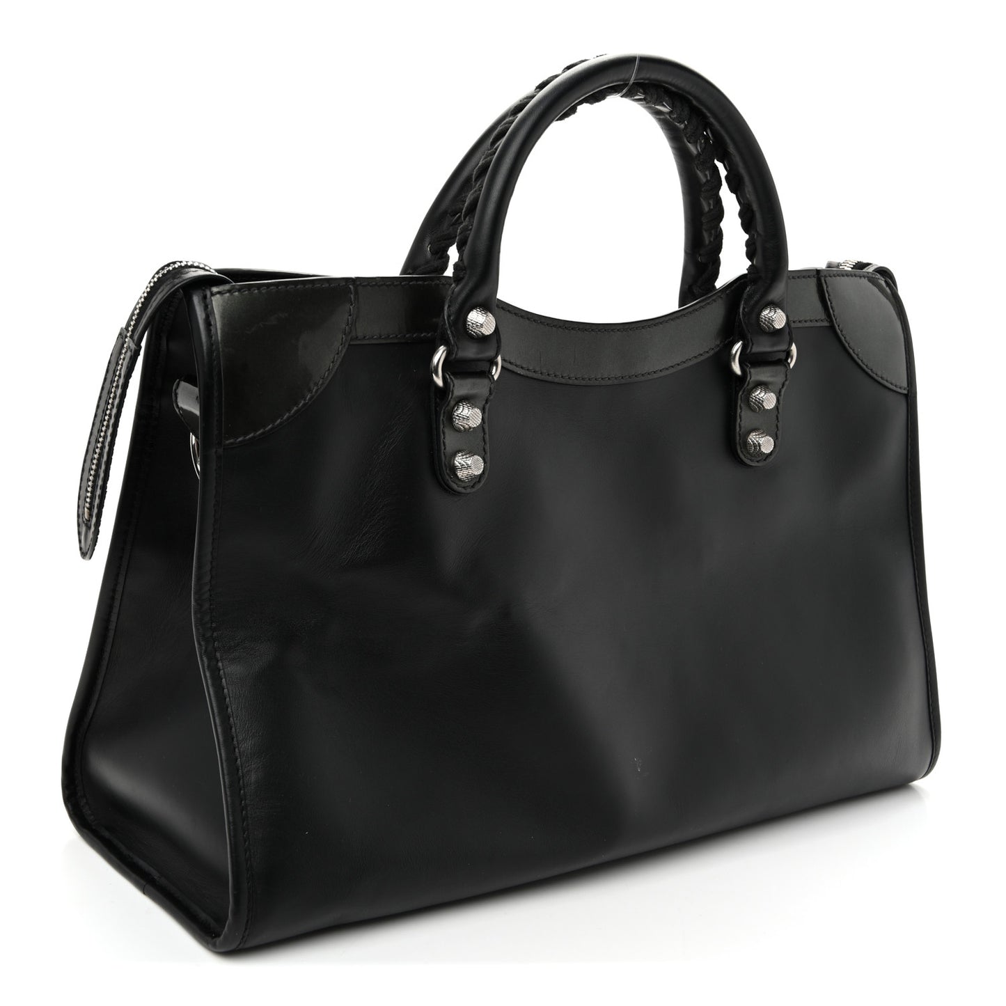 Smooth Calfskin Metallic Patent Giant 12 Silver Hardware City Vert Poker Fonce