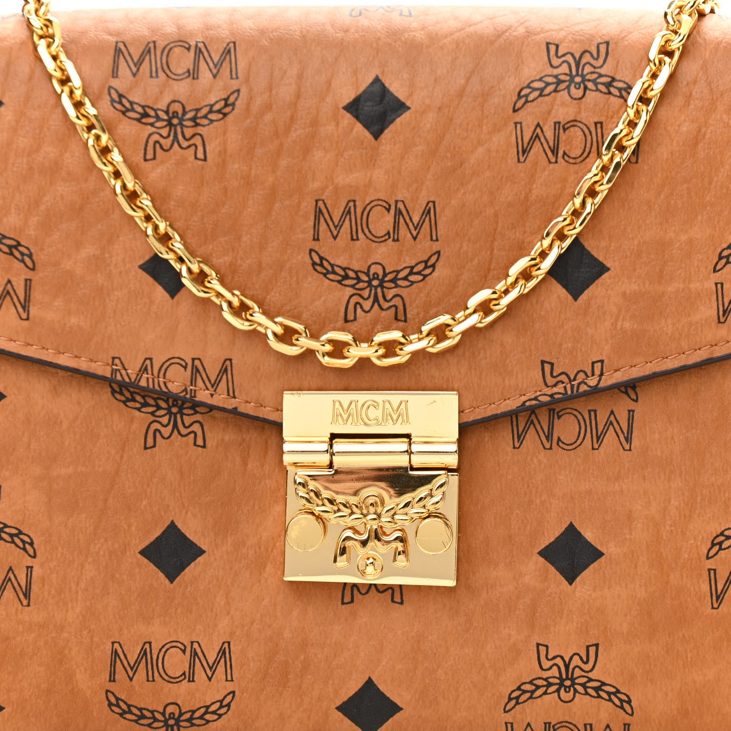 MCM Visetos Millie Wallet On Chain Cognac 7 of 9