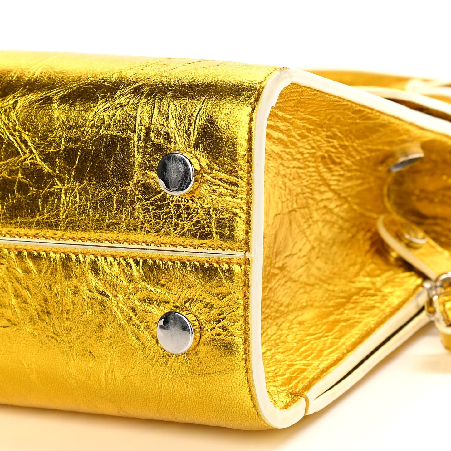 Metallic Calfskin Mini Diorever Flap Gold