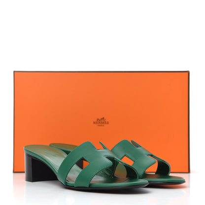 Hermes Calfskin Oasis Sandals 37 Vert Emeraude 18 of 18