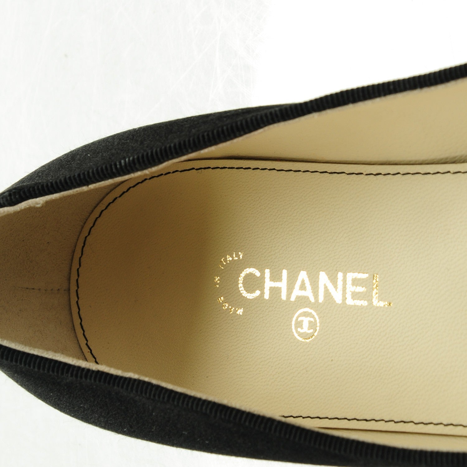Chanel Satin Pearl Bow Ballerina Cap Toe Flats 40 Black 7 of 9
