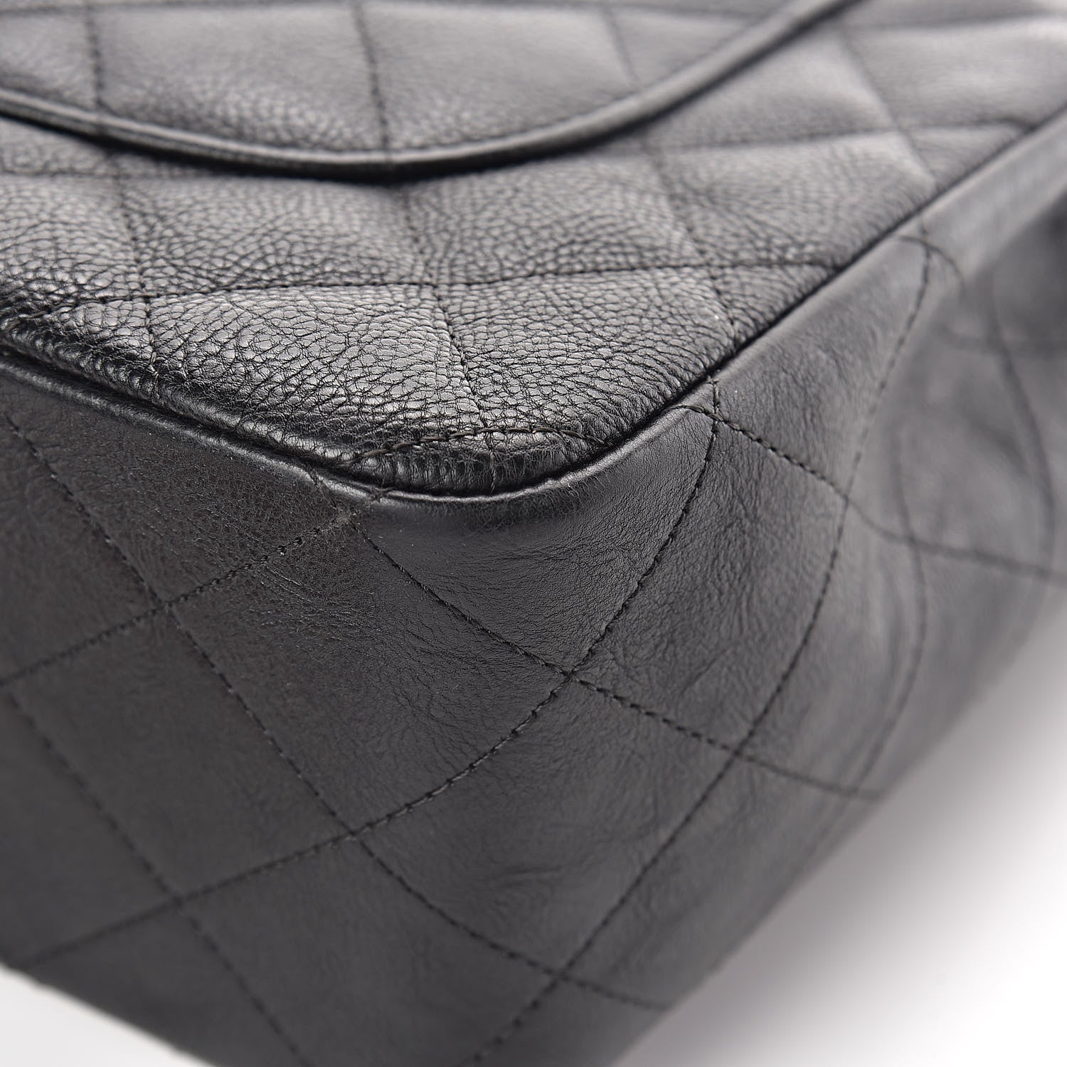 Chanel Crumpled Calfskin Quilted Jumbo Double Flap So Black 15 of 15