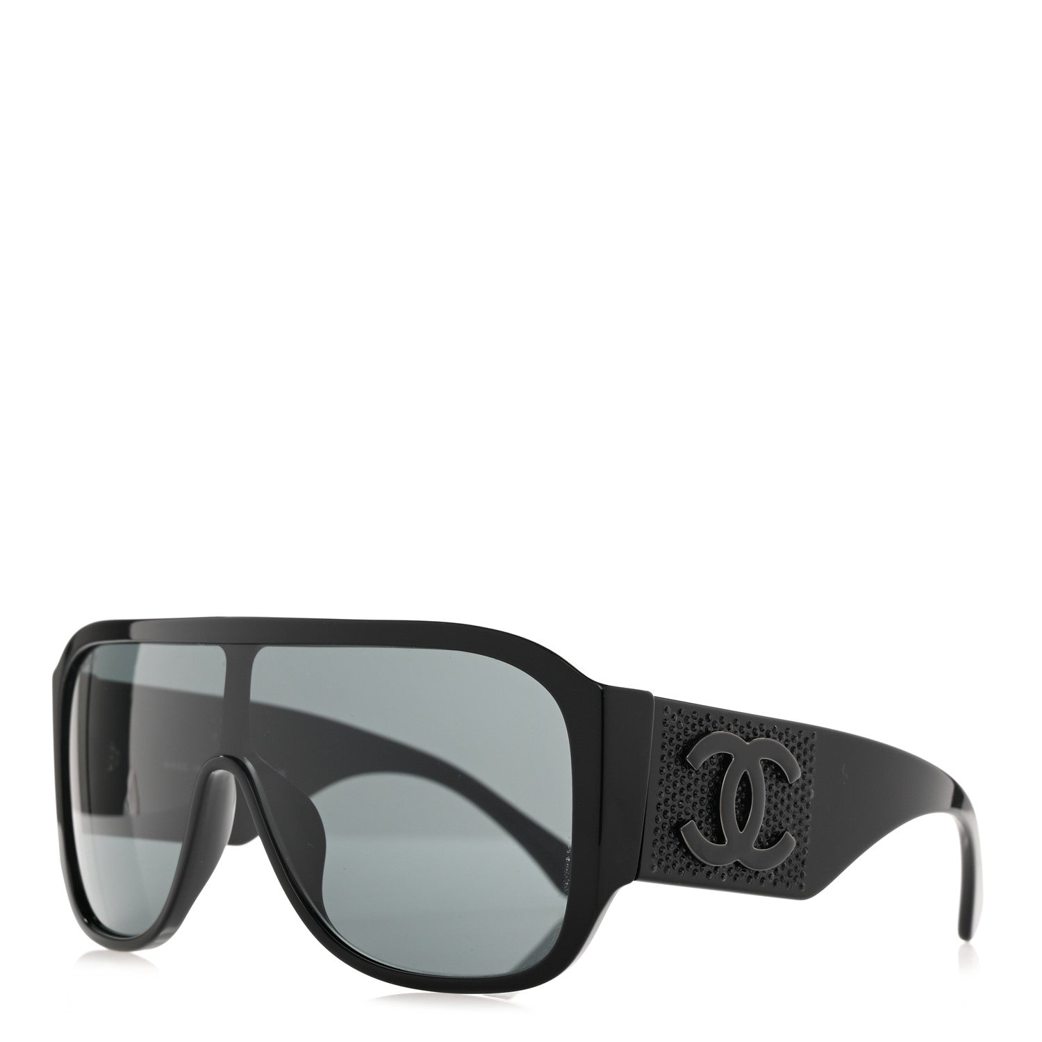 Chanel Acetate Crystal CC Shield Sunglasses 5466-B Black 1 of 9