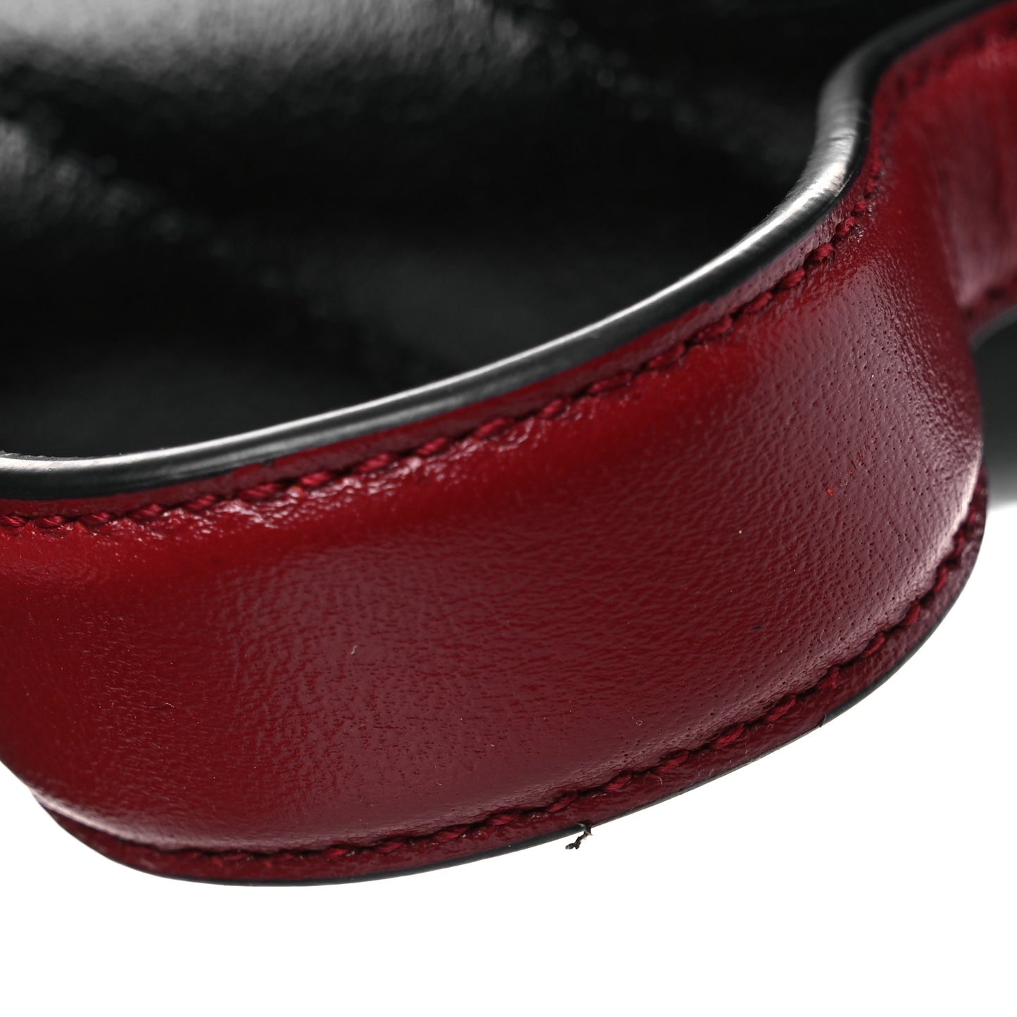 Vintage Effect Calfskin Matelasse Diagonal Mini Torchon GG Marmont Top Handle Shoulder Bag Black Romantic Cherry
