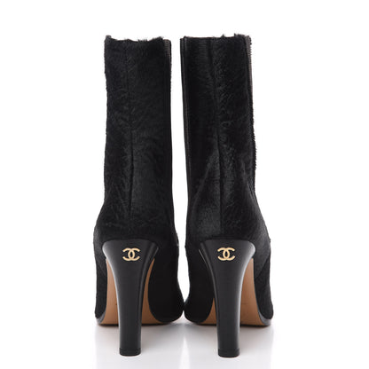 Chanel Pony Hair CC Short Boots 38 Black 5 of 9