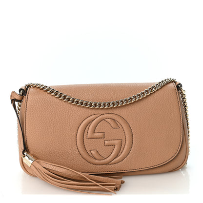 Gucci Pebbled Calfskin Medium Soho Flap Crossbody Camelia 1 of 10