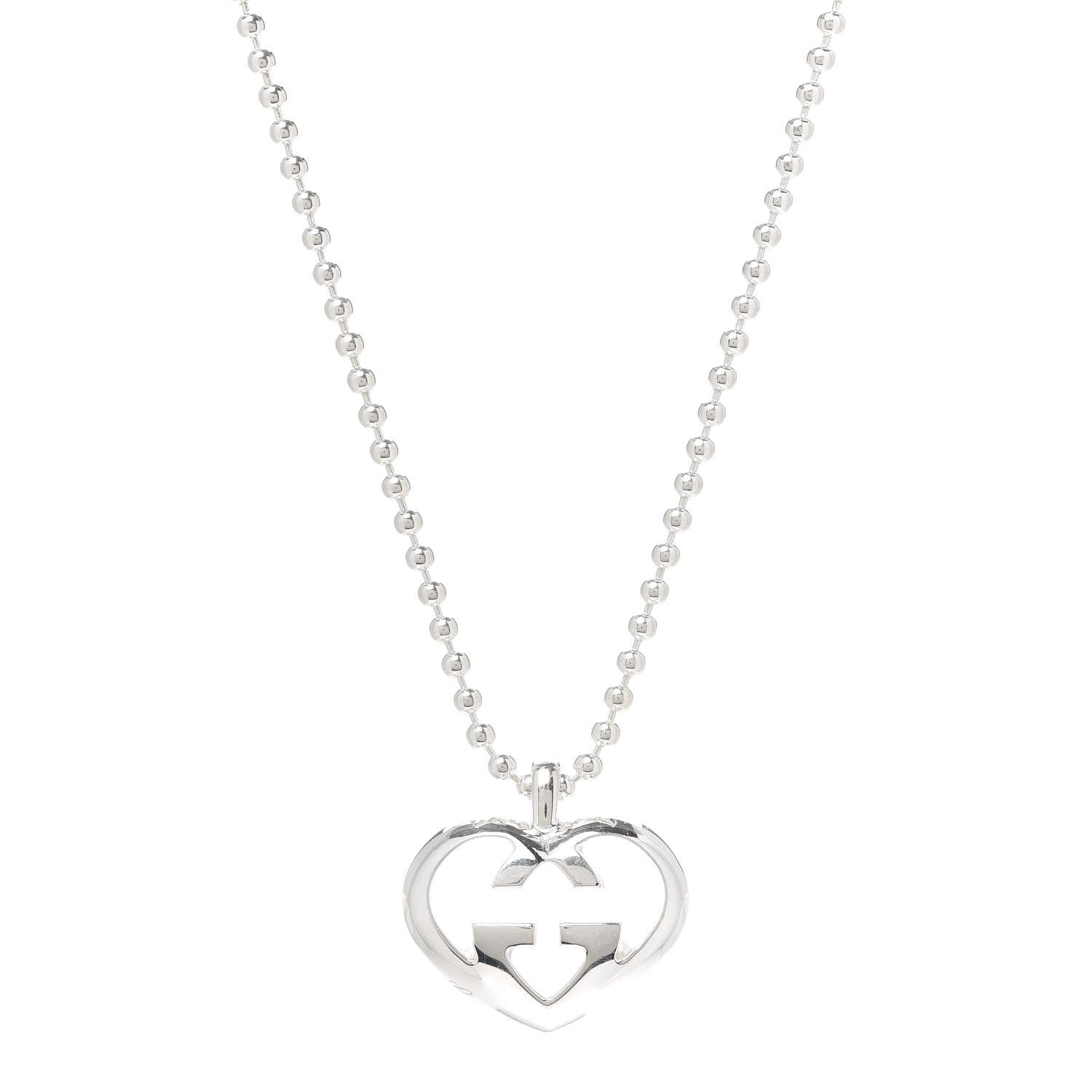 Gucci Sterling Silver Britt Heart Pendant Necklace 1 of 5