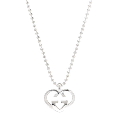 Gucci Sterling Silver Britt Heart Pendant Necklace 1 of 5