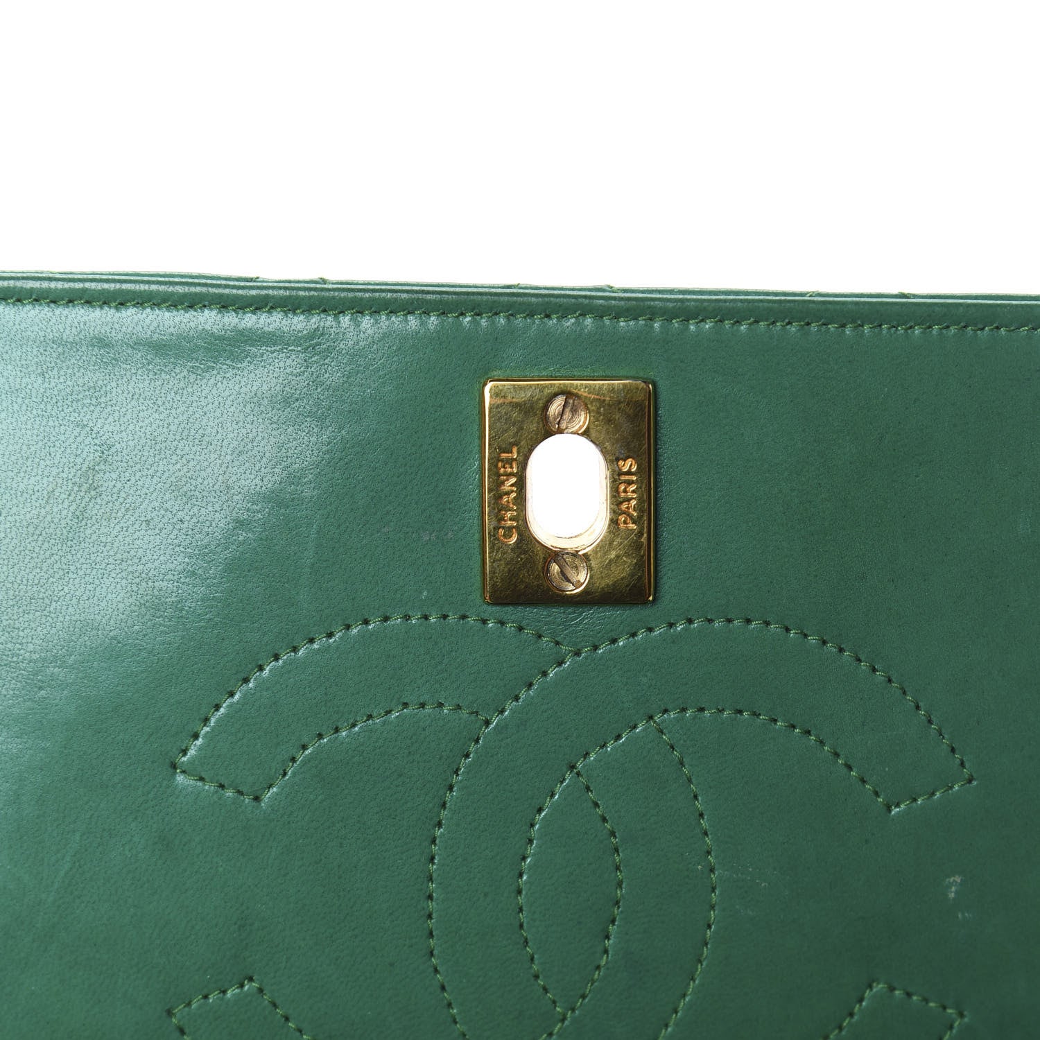 Chanel Lambskin Quilted Medium Single Flap Green 9 of 13