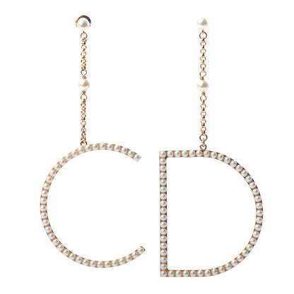 Christian Dior Pearl C D Drop Earrings 1 of 5