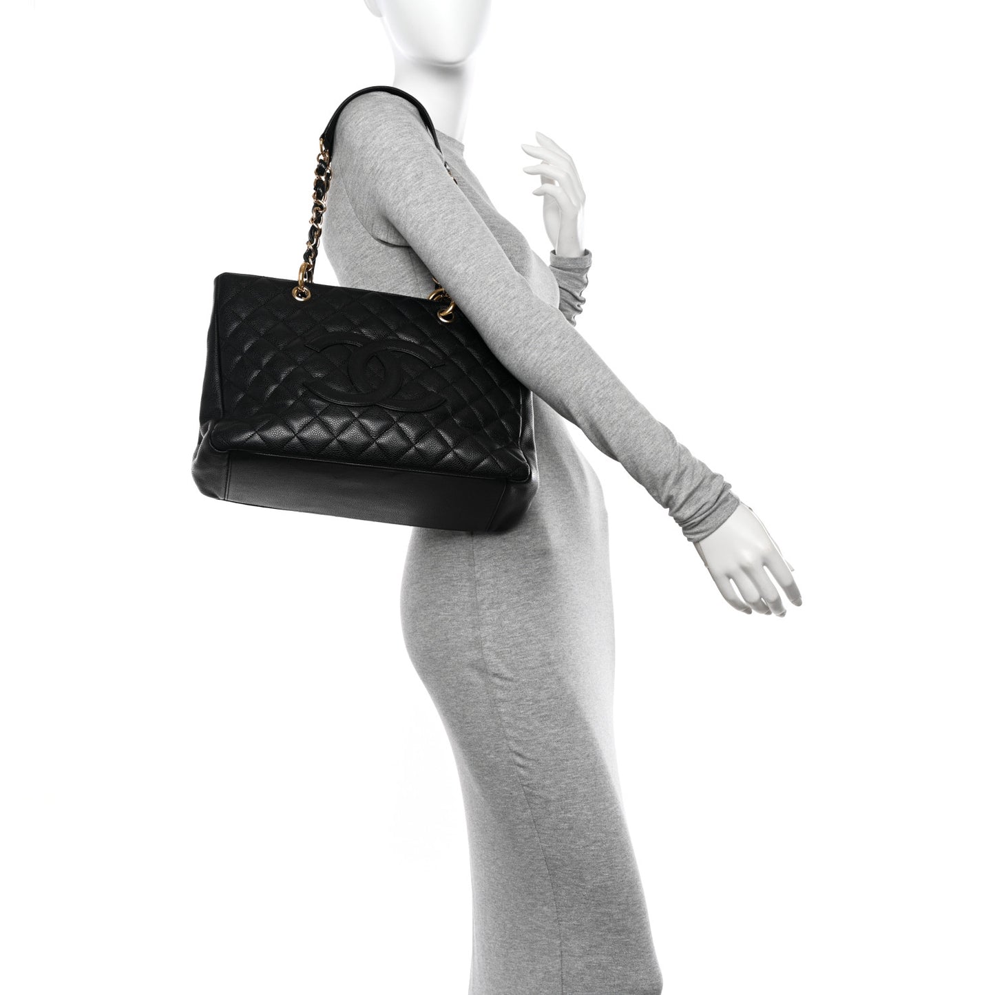 Caviar Quilted Grand Shopping Tote GST Black