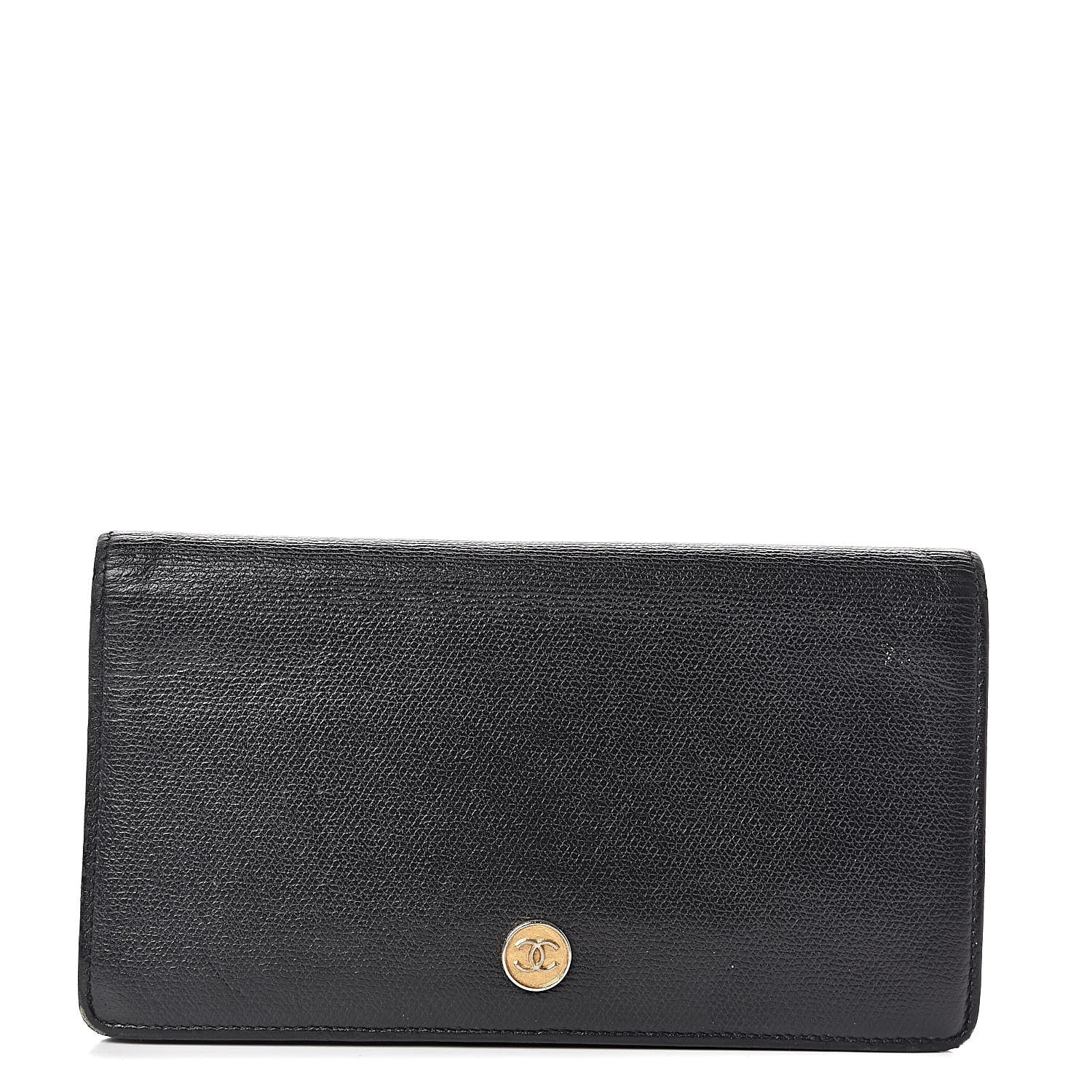 Chanel Grained Calfskin CC Button Yen Wallet Black 1 of 14