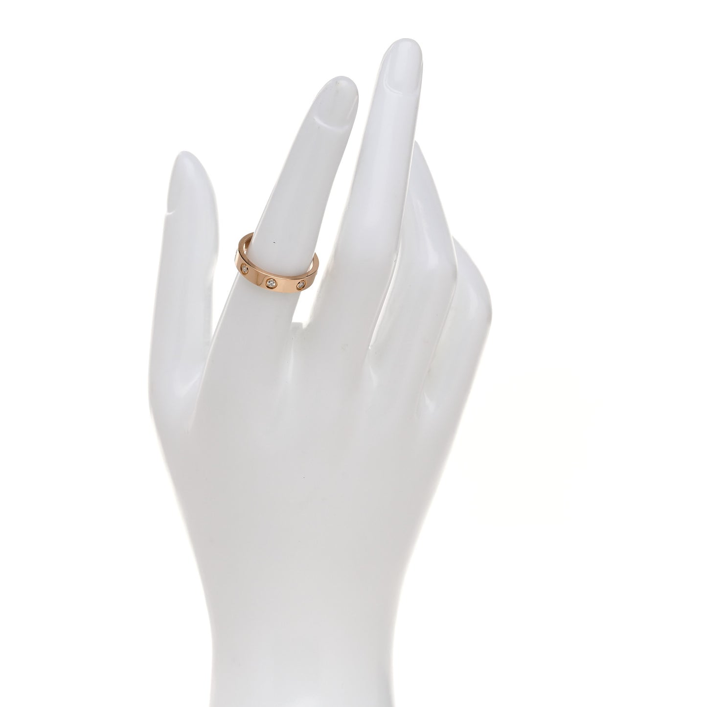 18K Pink Gold 8 Diamond 4mm LOVE Wedding Band Ring 53 6.5