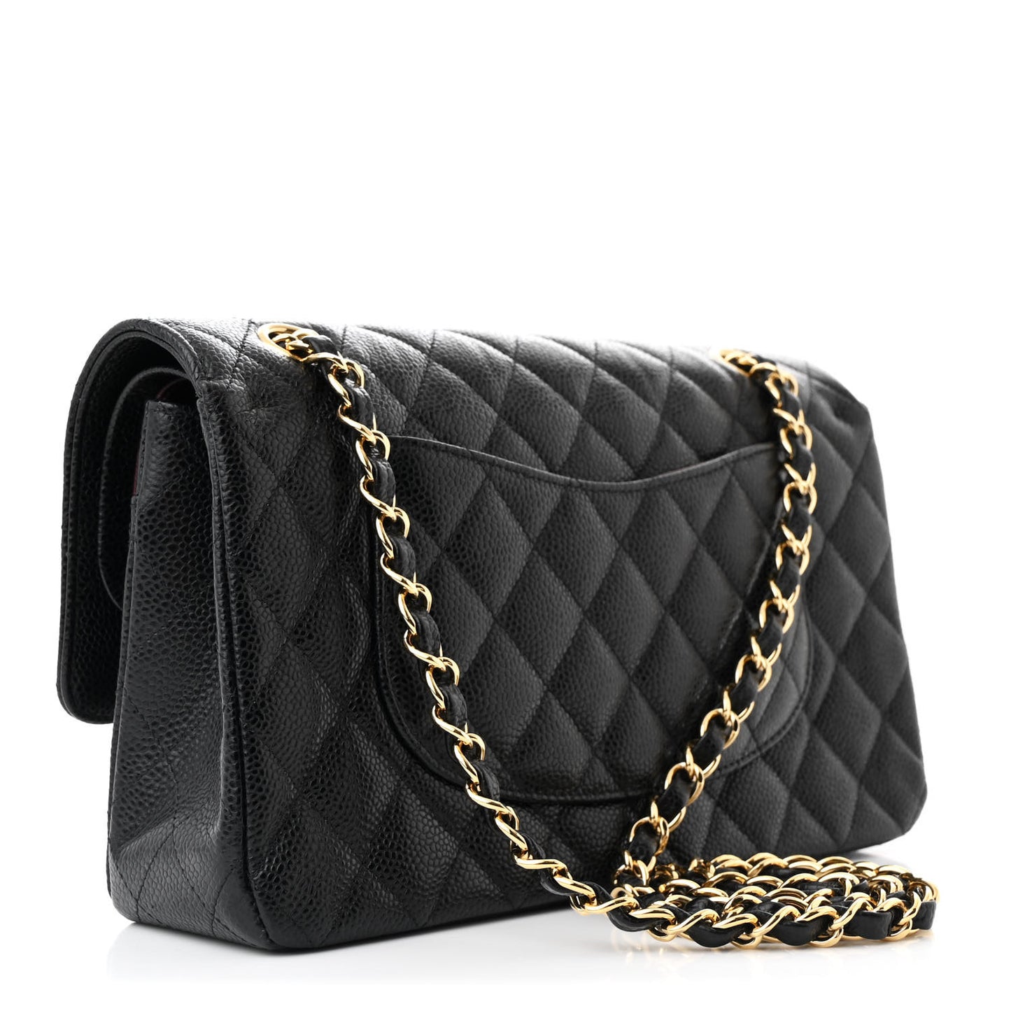 Caviar Quilted Medium Double Flap Black