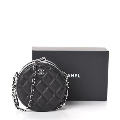 Chanel Lambskin Quilted Round Clutch With Chain Black 10 of 10