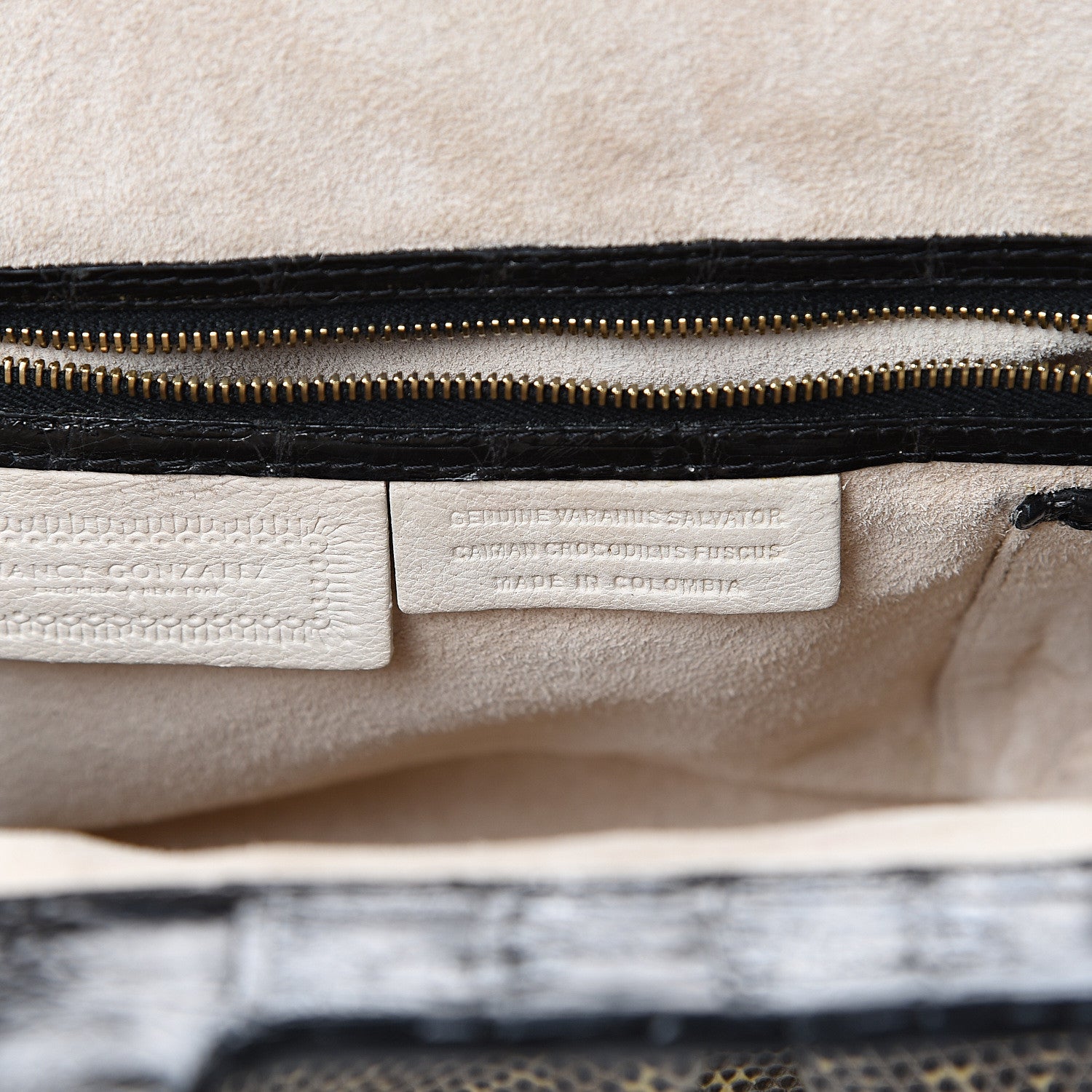 Nancy Gonzalez Lizard Crocodile Clutch Beige Black 6 of 7