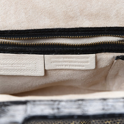 Nancy Gonzalez Lizard Crocodile Clutch Beige Black 6 of 7