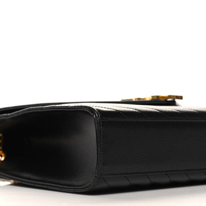 Saint Laurent Grain De Poudre Matelasse Chevron Large Monogram Satchel Black 8 of 9