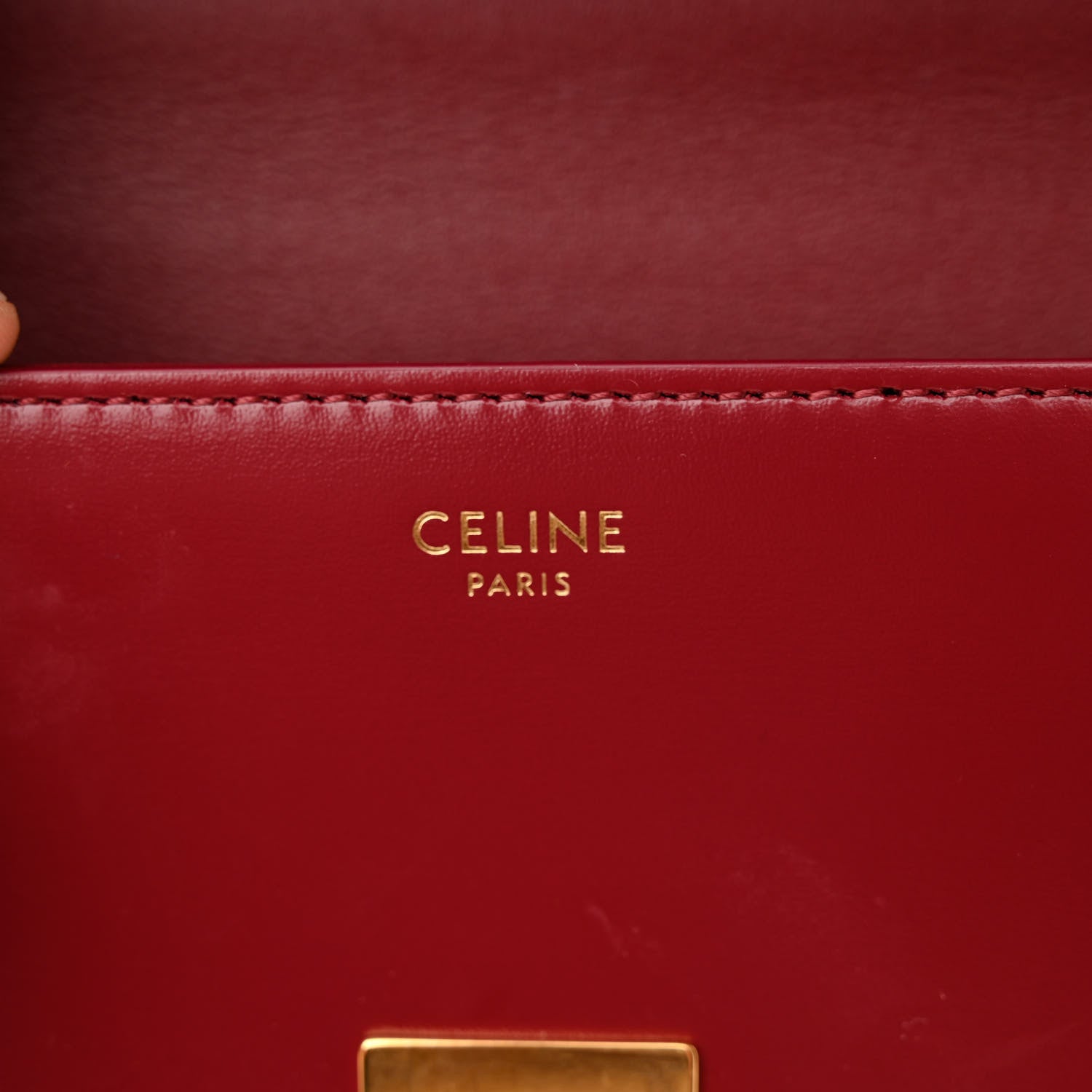 Celine Shiny Calfskin Triomphe Chain Shoulder Bag Red 7 of 11