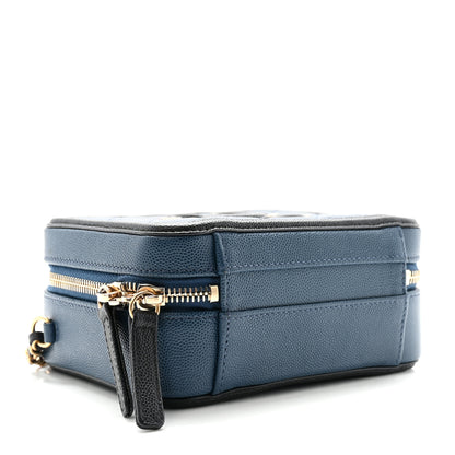 Chanel Caviar Quilted Small CC Filigree Vanity Case Navy Black 4 of 11